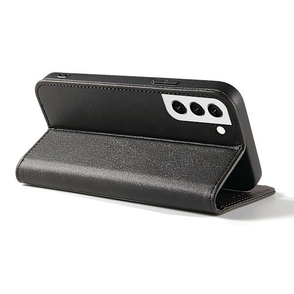 Fallsäkert phone case för Samsung Galaxy S21 Fe 5g , Pu läder plånboksställ Business Style Cover Black