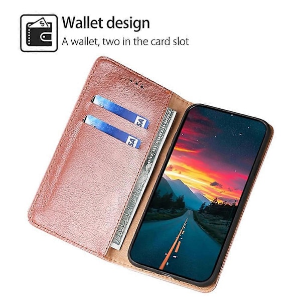 Plånboksfodral i PU-läder med magnetisk stängning för vivo V50 5G Multicolor Rose Gold