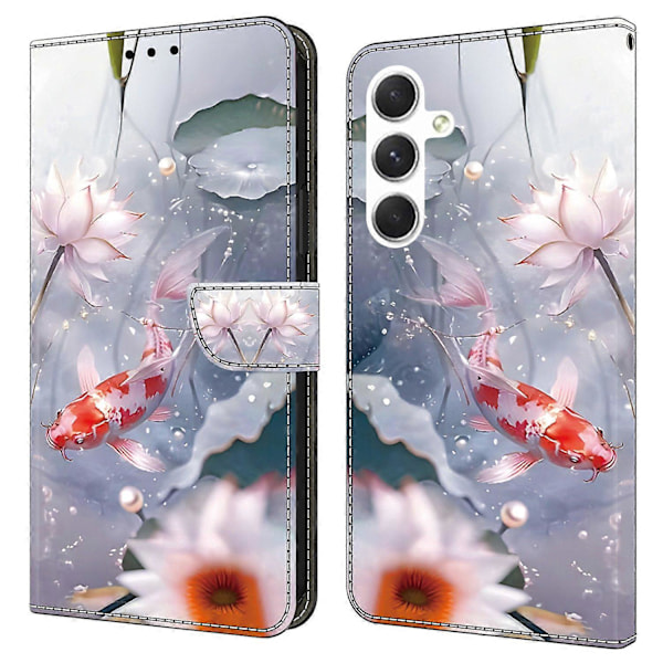 Skal för Samsung Galaxy A16 5G/A16 4G Mönstertryckt Skyddande Läder Flip Fodral - Panda Multicolor Koi Carp