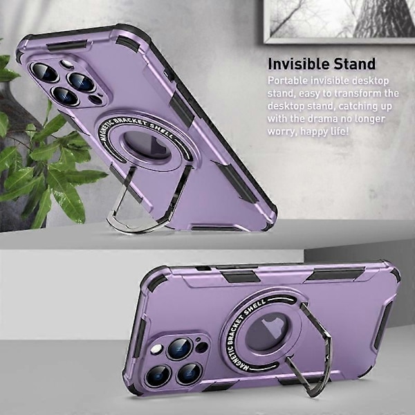 Skyddsfodral med Ställ för iPhone 15 Pro Max PC+TPU Mobilskal Kompatibelt med MagSafe Multicolor Style E
