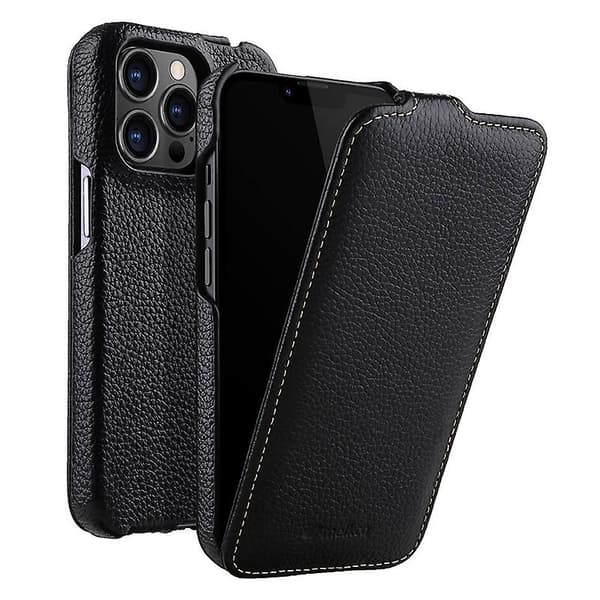 För Iphone 13 Pro Litchi Texture Phone case Läder+pc Vertical Flip Back Cover Black