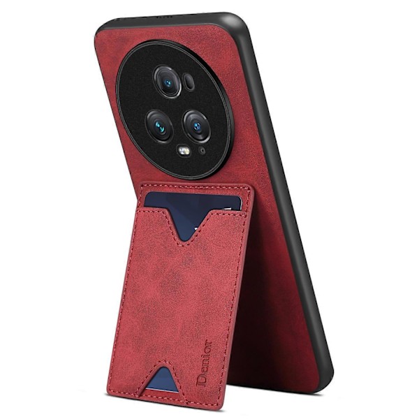 DENIOR Takakansi Honor Magic5 Pro -puhelimelle, PU-nahkapäällysteinen TPU-kotelo jalustalla ja korttipaikalla Multicolor Style B