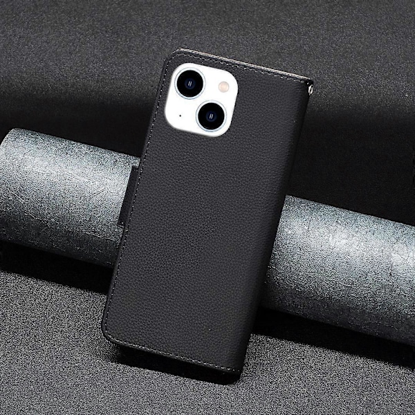 Flipfodral med Ställ och Plånbok i PU-läder för iPhone 15 med Rem Multicolor Style A