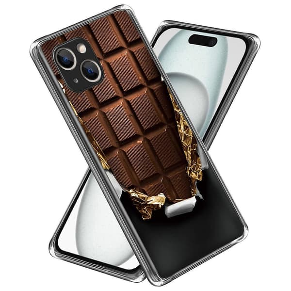 Skal för iPhone 15 Plus, Anti-fall Mönstertryck TPU Mobiltelefonskydd Multicolor Chocolate