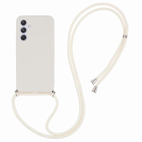 Samsung Galaxy A34 5G -kotelo, kuituvuorattu TPU-puhelinkotelo pitkällä kaulanauhalla - vaaleanvioletti Multicolor White