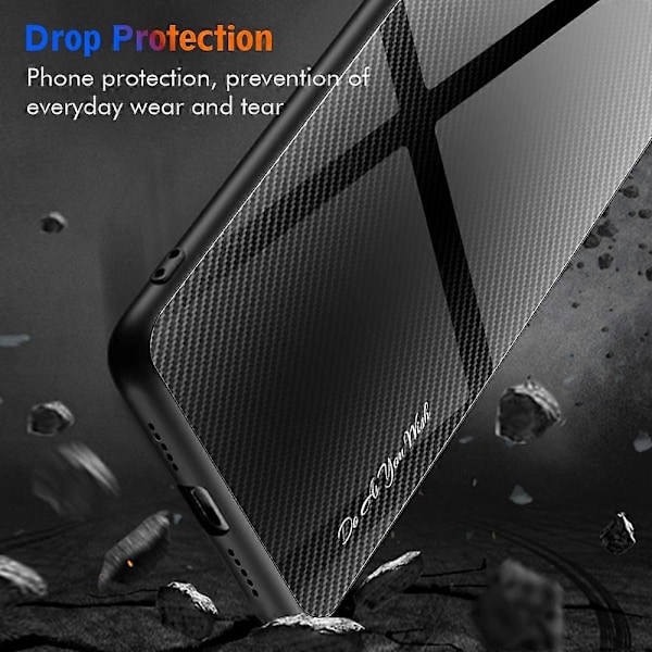 För Samsung Galaxy A34 5G Mobilskal Kolfibertextur TPU+Härdat Glas Mobilskal Multicolor Style C
