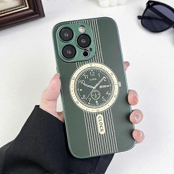 Mjukt TPU-skal med klockdesign och magnetiskt skydd med linsskydd för iPhone 15 Pro Multicolor Style D