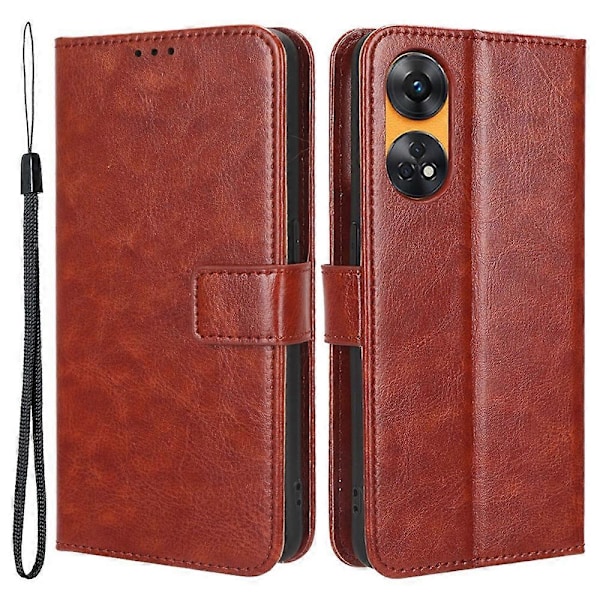Telefonläderfodral för Oppo Reno8 T 4G Plånboksställ Crazy Horse Textur Telefonskal Multicolor Style D