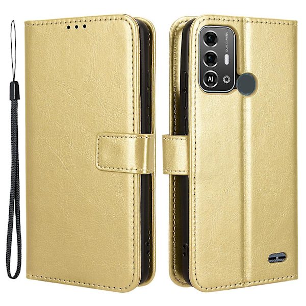 För Zte Blade A53 Pro Case Läder Cover Med Plånboksställ Gold