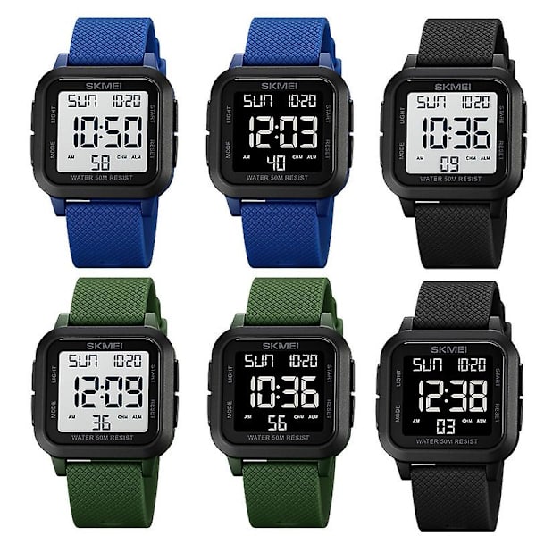 Skmei 1894 Square Sports Waterproof Watch 1894 Blue White Machine