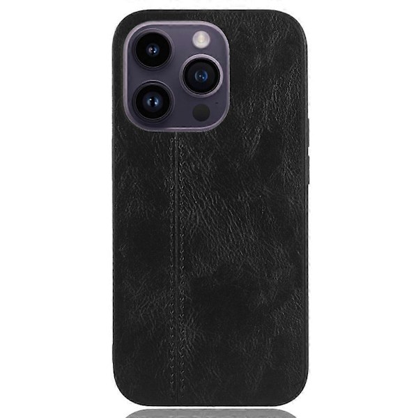 For iPhone 15 Pro Søm Linje Telefondeksel PU Lærbelagt PC+TPU Beskyttelsesetui Multicolor Style A