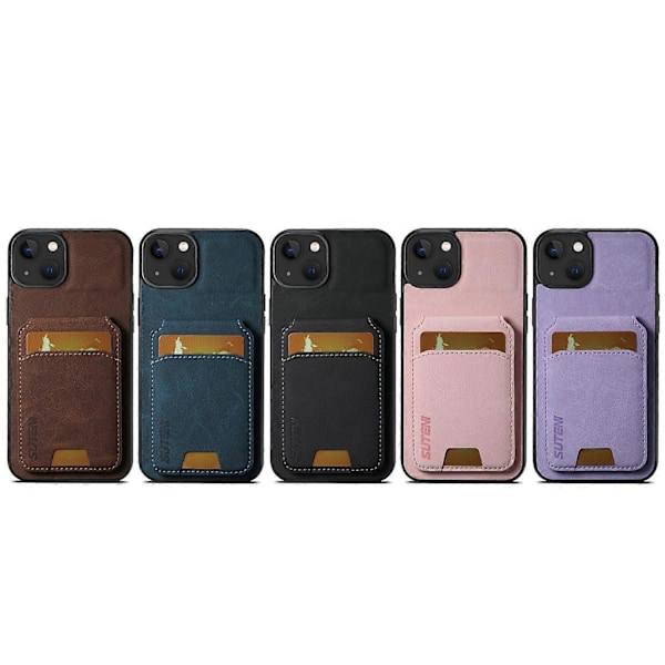 SUTENI H02 Mobilskal för iPhone 14 Plus, Anti-fall Läder Skyddande Baksida Multicolor Style B