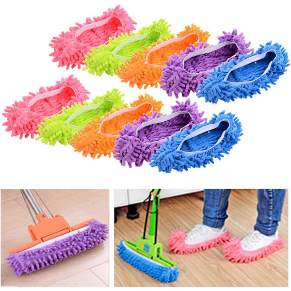 Nya mopptofflor, Multifunktion Microfiber Dust Mop Skor Rengöring Sl