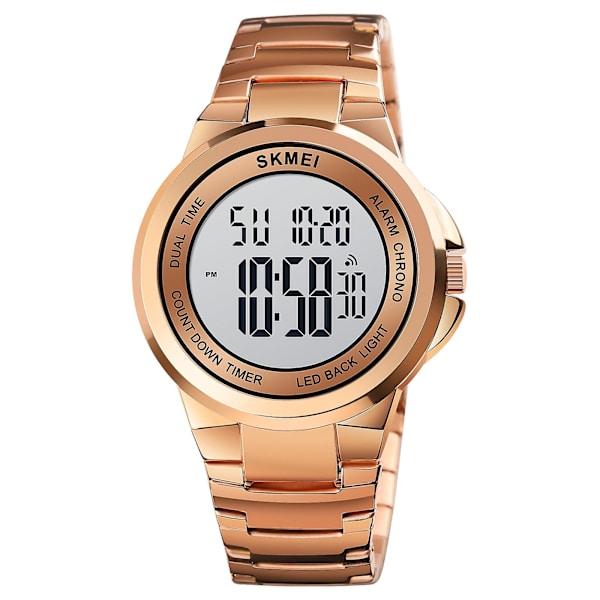 Skmei 1712 Stainless Ste Strap Electronic Watch Rose Gold and White
