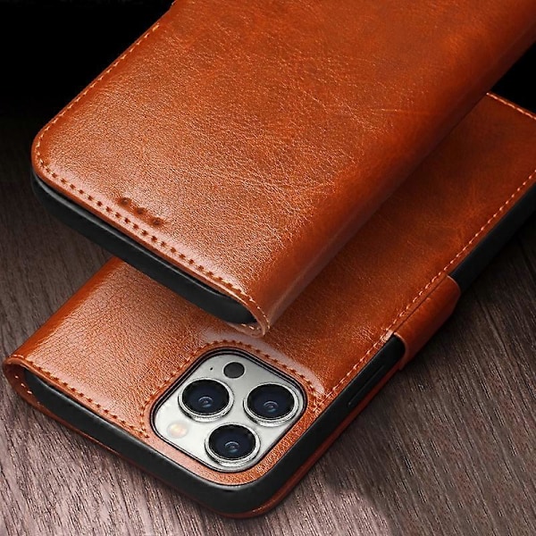 QIALINO Fodral för iPhone 12 Pro Max Anti-fall Äkta Läder Plånboksfodral Multicolor Style C