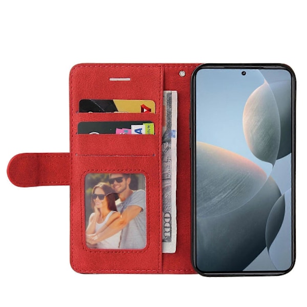 KT Læder Serie-1 Til Xiaomi 14T Læder Etui Farvesplejsning Telefon Cover Wallet Stand Multicolor Style D