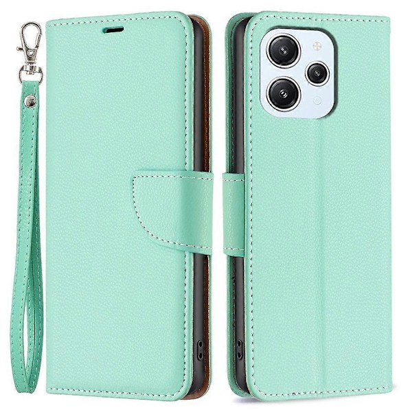 För Xiaomi Redmi 12 4G Mobilskal Plånbok PU Läder Telefon Flip Ställ Fodral med Rem Multicolor Style C