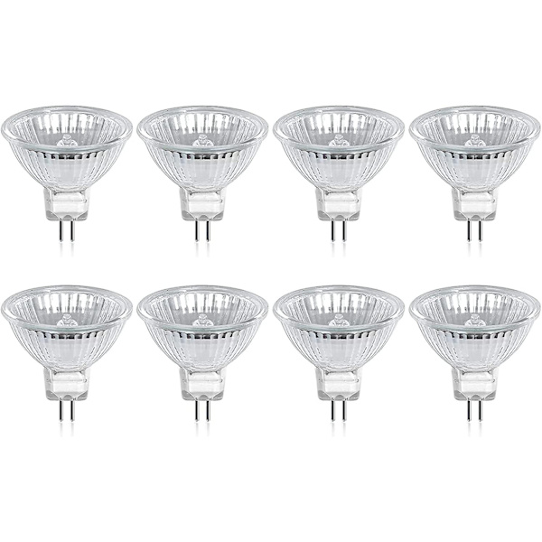 Halogenlamppu GU5.3 MR16 35W 12V lämmin valkoinen 2800K himmennettävä, 400 lumenin valovirta, 2-napainen korvausheijastin, 8 kpl Cisea