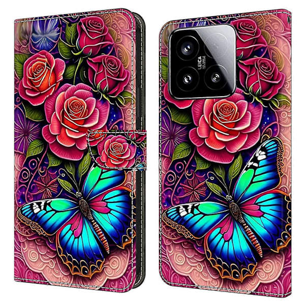 Xiaomi 15 -kotelo PU-nahkainen lompakkokotelo jalustalla Multicolor Colorful Butterfly