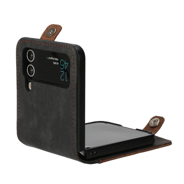 För Samsung Galaxy Z Flip3 5g Pu-läder+pc- case Korthållare Vikbart cover Coffee