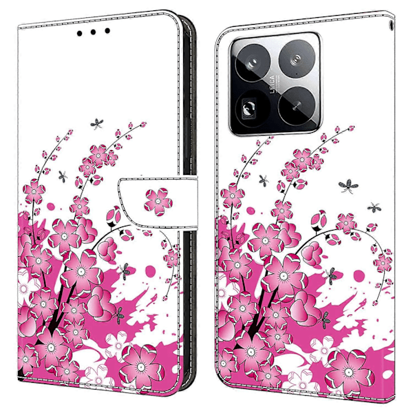 Xiaomi 15 Pro -kotelo PU-nahkalompakko puhelinkotelo jalustalla Multicolor Flower Vine
