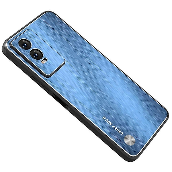 Borstat Telefonskal för vivo Y76 5G, TPU-ram Aluminiumlegering Baksida Fallsäkert Skydd