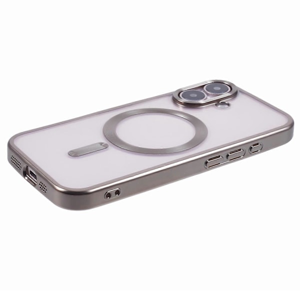 iPhone 16 Kuori Mattapintainen Galvanointi Puhelinkuori Yhteensopiva MagSafe-ominaisuuden Kanssa - Tumman Violetti Multicolor Titanium Grey