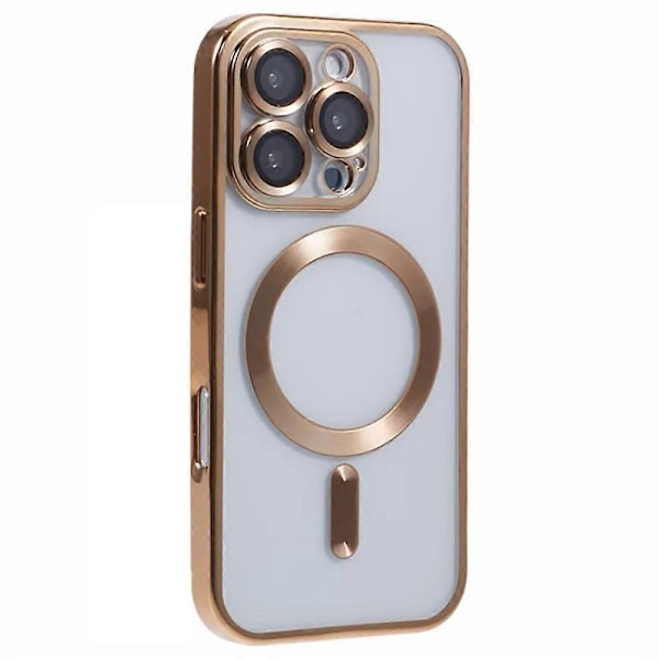 WANLONFENG iPhone 16 Pro Max Magneettikotelo, galvanoidulla TPU-kuorella, linssisuojalla + 2 kpl karkaistua lasia Multicolor Gold