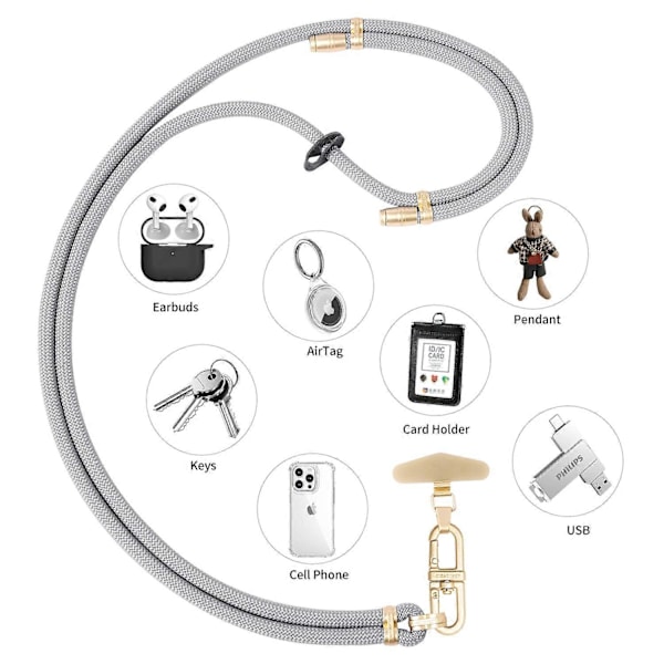LEEU DESIGN 120cm Smartphone Skulderstropp med Metallfeste, Justerbar Mobiltelefon Lanyard Multicolor Style J