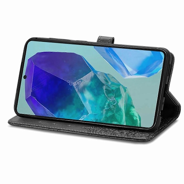 För Samsung Galaxy S24 FE Fodral Mandala Präglad Design Läder Plånbok Mobilskal - Grå Multicolor Black