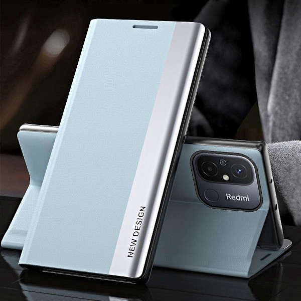 Xiaomi Redmi 12C 4G PU-nahkainen Käännettävä Jalustallinen Puhelinkotelo Galvanoidulla Iskunkestävällä Suojakuorella Multicolor Style F
