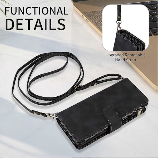 Fodral för Samsung Galaxy Z Fold6 5G med dragkedjeficka, läderfodral med axelrem Multicolor Style C