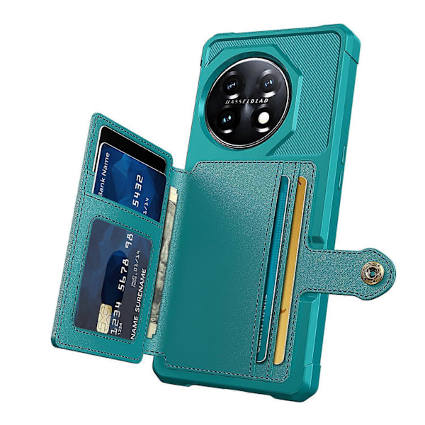 ZM03 Stødsikkert etui til OnePlus 11 5G PU læderbelagt TPU telefoncover med kortholder og støttefod Multicolor Style E