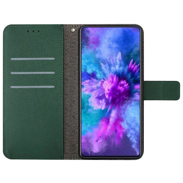 HT06 Skal för Xiaomi 14 Anti-repa Präglat PU Läder Litchi Textur Smartphone Skydd Multicolor Style D