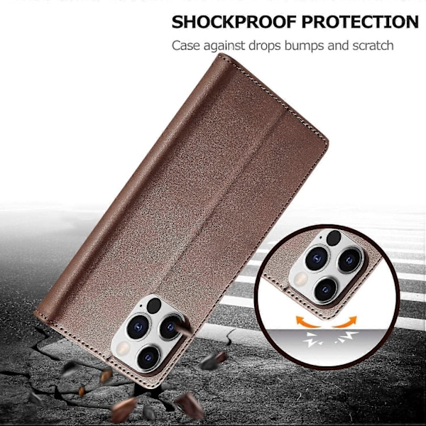 LC.IMEEKE Wallet Case til iPhone 15 Pro, Fuld Beskyttelse PU Læder Kalvetekstur Stand Flip Cover Multicolor Style A