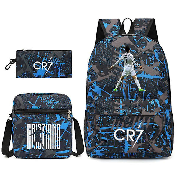 Fotbollsstjärna C Ronaldo Cr7 ryggsäck med printed runt studenten Tredelad ryggsäck. Huahua 1 Huahua 1 Single shoulder bag