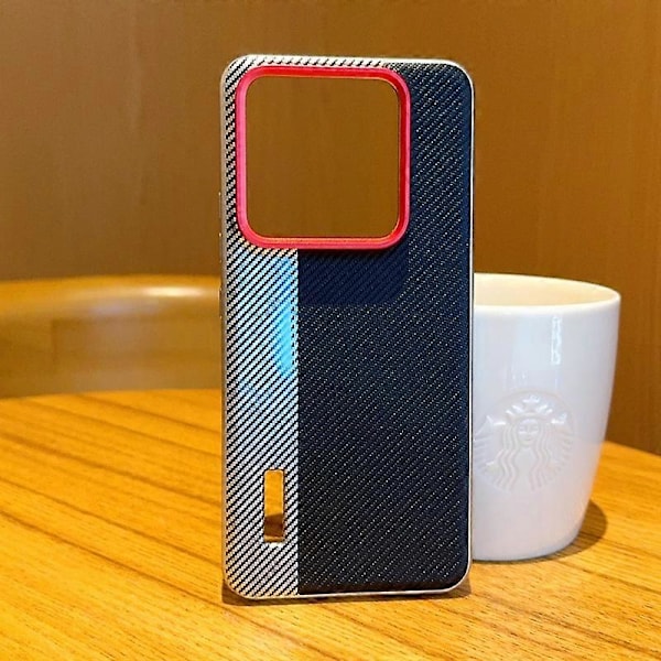 Skal för Xiaomi 15 Kamerastil Kolfibertextur Läder+PC Telefonskydd