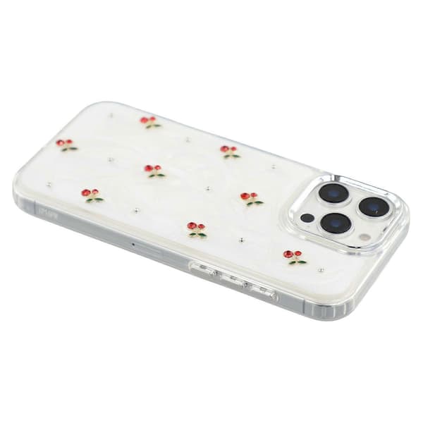Til iPhone 16 Pro Max Cover 3D Epoxy Kirsebær Design Blød TPU Bagside
