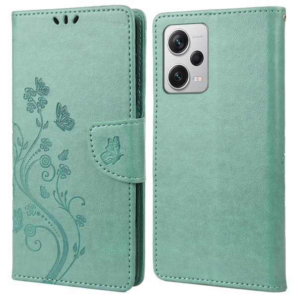 Xiaomi Redmi Note 12 Pro+ 5G -puhelimen suojakotelo, PU-nahkaa, kukka- ja perhoskuviointi, lompakkokotelo Multicolor Style C