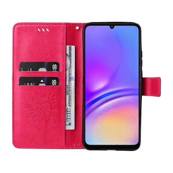 KT Imprinting Flower Series-3 til Samsung Galaxy A06 Etui Katte Træ Mønster Flip Læder Telefon Cover Multicolor Style F