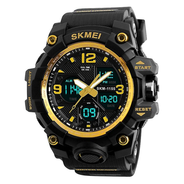 Skmei 1155b multifunktionell män utomhussport Noctilucent vattentät watch med stor urtavla Gold