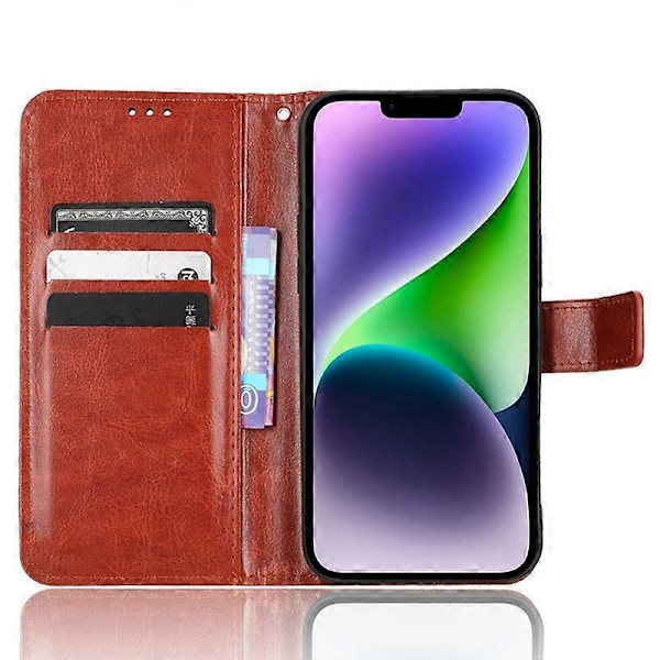 Telefoncover til iPhone 15 Plus Cover Crazy Horse Tekstur Læder Wallet Stand Shell Multicolor Style D