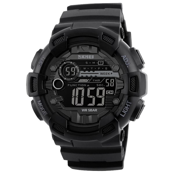 SKMEI 1243 Digital Elektronisk Watch Mode Casual Utomhussport Man Armbandsur Dual Time black