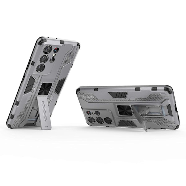 Iskunkestävä PC+TPU-yhdistelmäsuojakuori jalustalla Samsung Galaxy S21 Ultra 5G:lle Multicolor Style F
