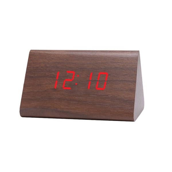 Digital trä USB LED Nattljus Väckarklocka Termometer Display Timepiece PalmoxylonRed