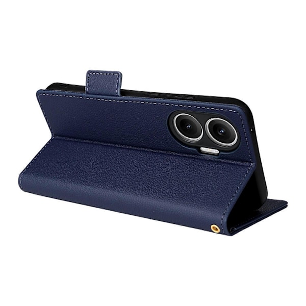 Til Xiaomi Redmi Turbo 4 Pro 5G Etui med Håndledsrem Litchi Tekstur PU Læder Pung Telefon Cover Multicolor Dark Blue