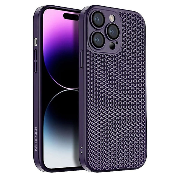 Cover till Iphone 15 Pro, Värmeavledning Hårt PC Stötsäkert case med linsfilm Purple