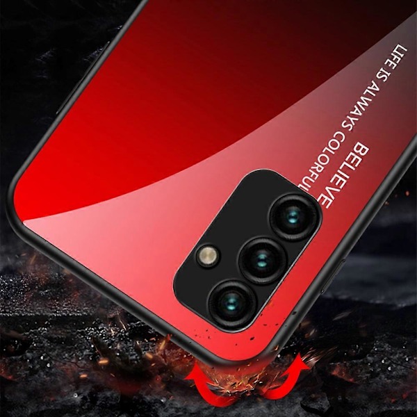 För Samsung Galaxy A34 5G Gradient Färg Telefonskal Härdat Glas+PC+TPU Skyddsfodral Multicolor Style A