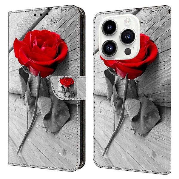För iPhone 15 Pro Fodral 3D Mönstertryck Läder Plånboksfodral Multicolor Style Q