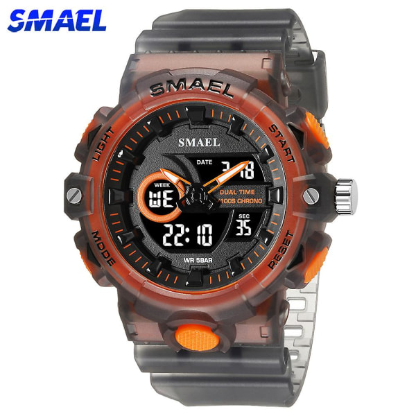 Smael Mode Sportarmbandsur För män Militär Armé Dual Display Quartz Armbandsur Led Elektronisk Klocka Man Stoppur Red